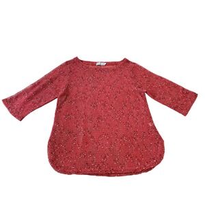 Lula-B Red‎ Knit Tunic Top Medium Lightweight Sheer Bohemian Blouse